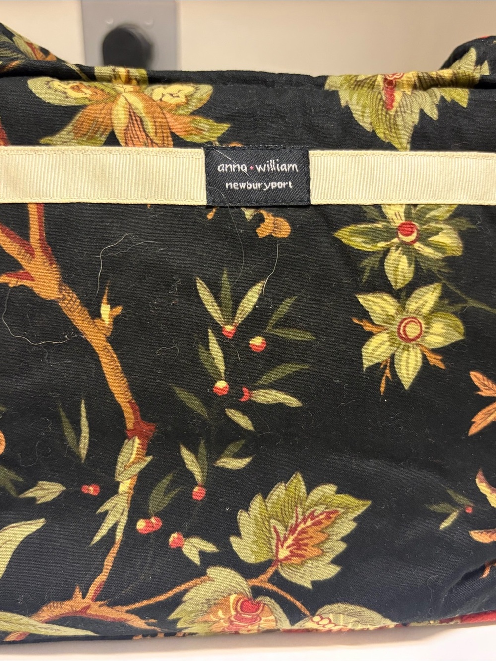 Newburyport anna William  Floral Tote in Black and Green